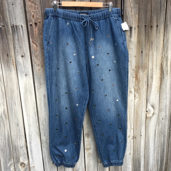 NWT Juicy Couture Del Mar Denim Jogger Pant Blue Wash XL - Picture 1 of 15